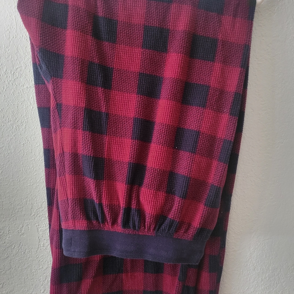 Nautica Pajamas pants shirt red black plaid long sleeve top button closure XXL - Picture 4 of 6